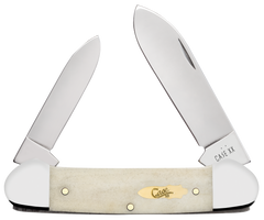 Case Canoe 11023 3.63" Folding Pocket Knife 2-Blade Pen/Spear Plain Edge Smooth Natural Bone