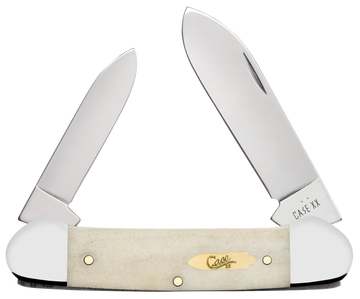 Case Canoe 11023 3.63" Folding Pocket Knife 2-Blade Pen/Spear Plain Edge Smooth Natural Bone