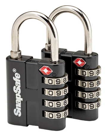 SnapSafe 76020 TSA Lock Resettable 4-Digit Combination Metal 2-Pack