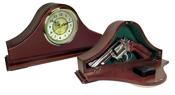 Peace Keeper MGC Mantle Gun Clock Wood Mahogany Stain - Holds 1 Handgun