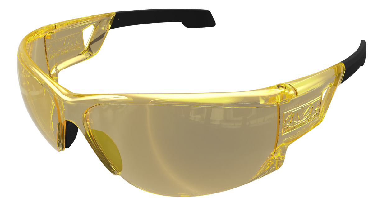 Mechanix Wear Type-N OSFA Amber Lens Wraparound Safety Glasses - Black Frame