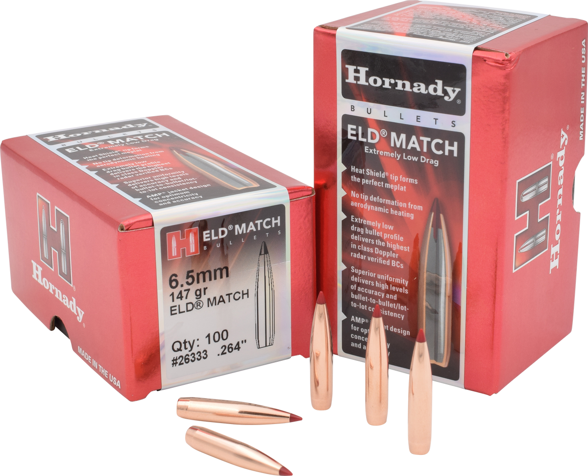 Hornady ELD Match 6.5mm .264 147gr Reloading Bullets - 100/Box