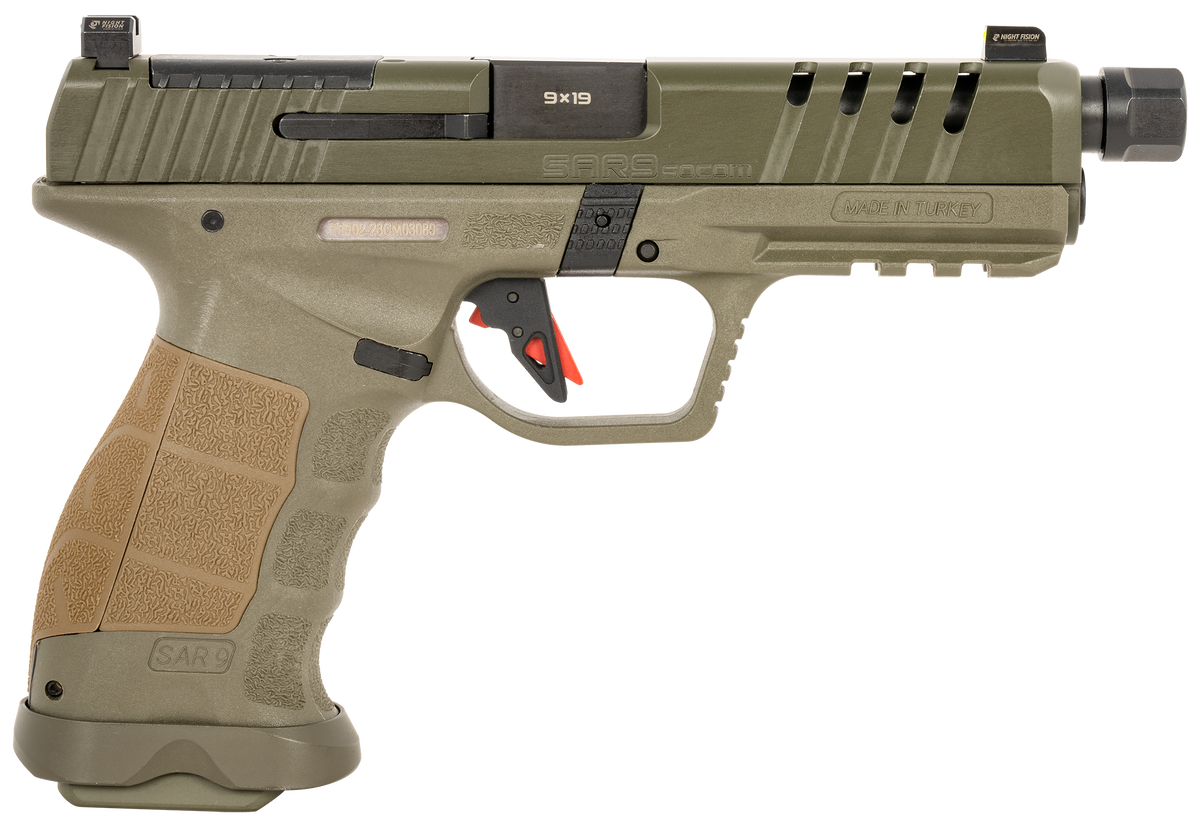 SAR USA SAR9 SOCOM 9mm Luger 5.2" 17+1 Semi-Auto Pistol - OD Green