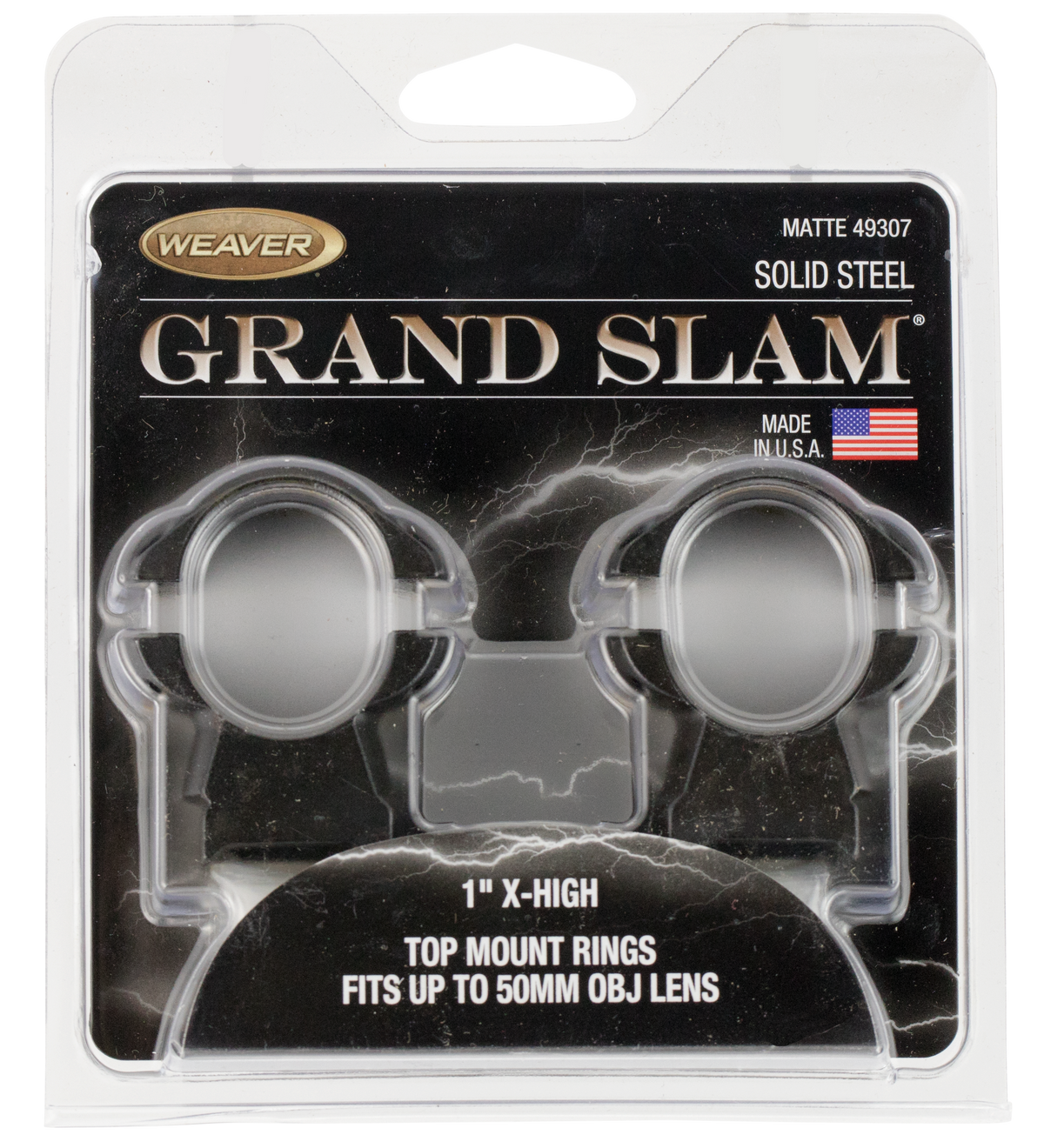 Weaver Mounts Grand Slam 1" Extra High Matte Black Steel Top Mount Scope Rings