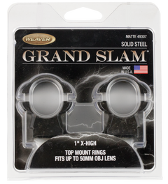 Weaver Mounts Grand Slam 1" Extra High Matte Black Steel Top Mount Scope Rings