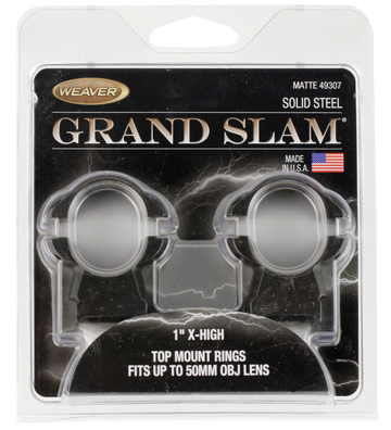 Weaver Mounts Grand Slam 1" Extra High Matte Black Steel Top Mount Scope Rings