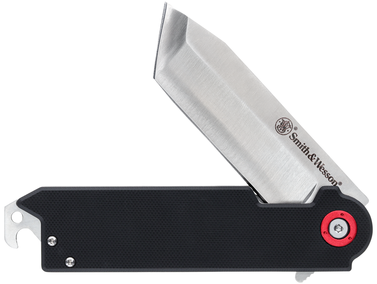 Smith & Wesson Knives Big Benji 3.50" Folding Plain Stainless Steel Blade Black Handle