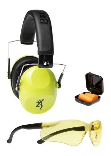 Browning Range Kit Junior 21dB Hearing Protection - Green/Black