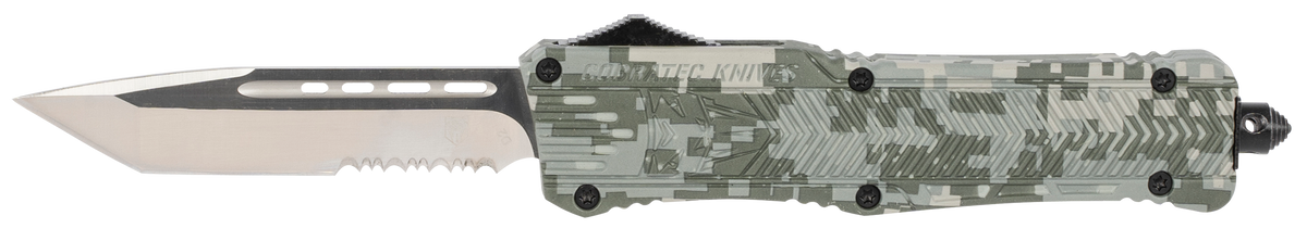 CobraTec CTK-1 Large 3.75" OTF Tanto Part Serrated D2 Steel Army DigiCamo Aluminum Handle