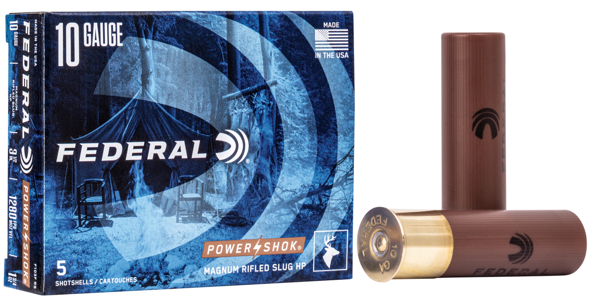 Federal F103FRS Power-Shok Shotshell 10Gauge 3.50" 1 3/4oz RifledSlug Shot 5 Per Box/50 Case