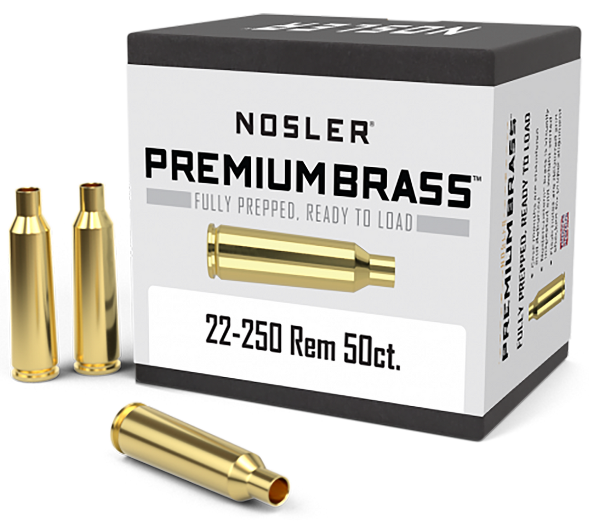 Nosler Premium Brass 22-250 Remington 50/Box Unprimed Rifle Cases
