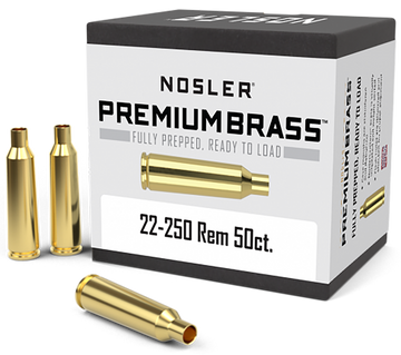 Nosler Premium Brass 22-250 Remington 50/Box Unprimed Rifle Cases