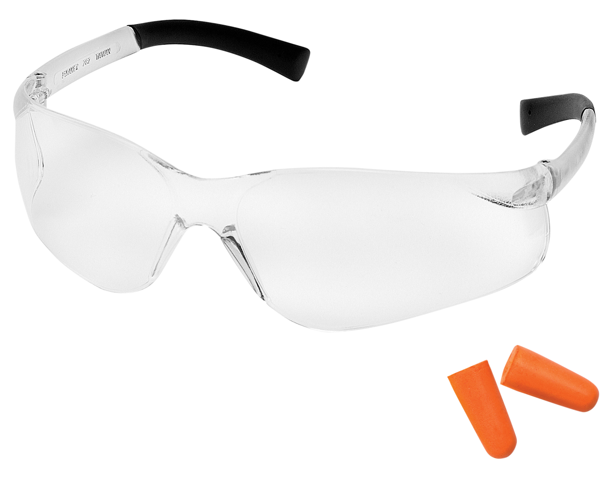 Pyramex Mini ZTEK Clear Lens Polycarbonate Wraparound Safety Glasses w/DP1000 Earplugs