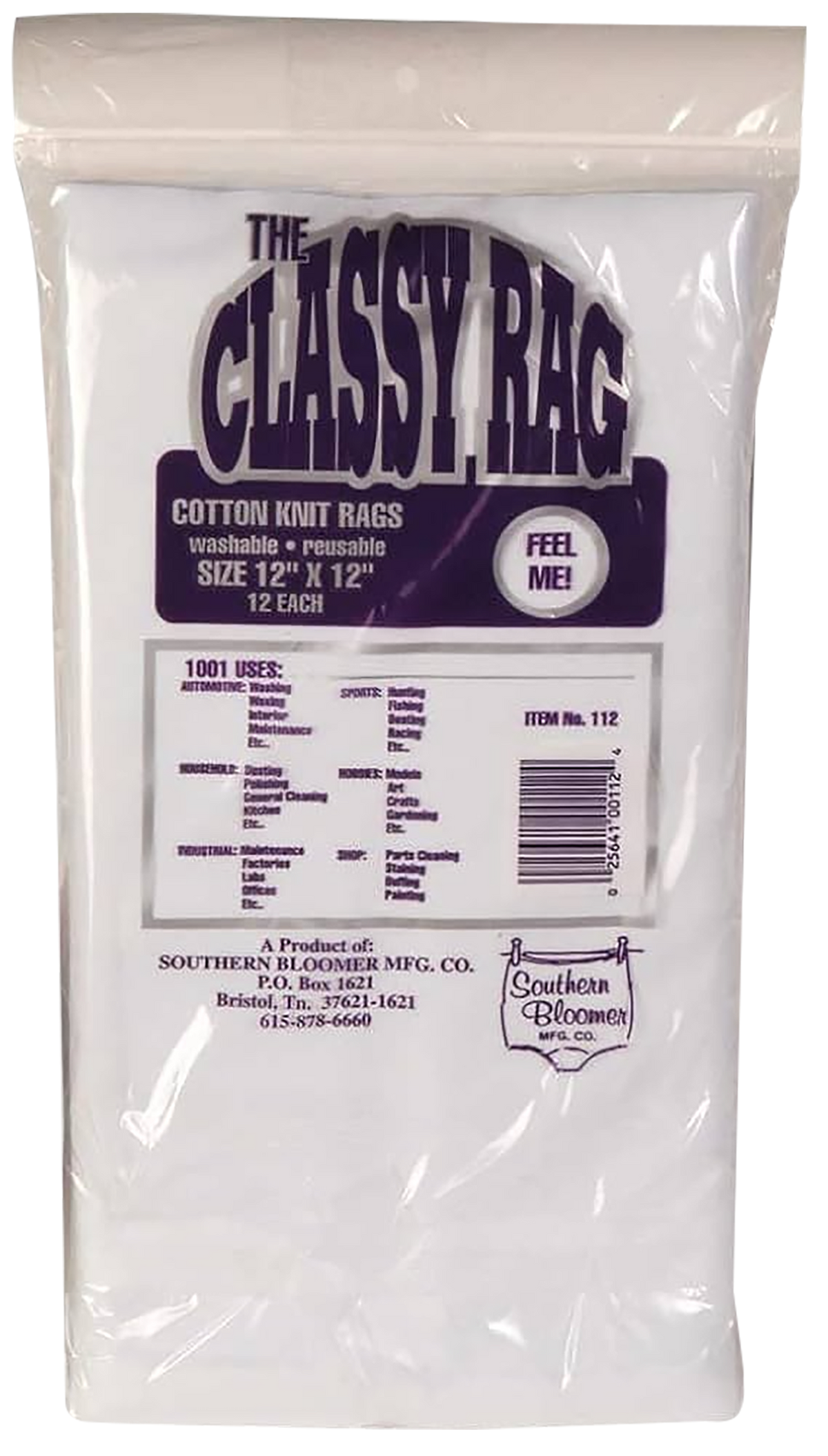 Southern Bloomer 112 Cleaning Patches Cotton 12" x 12" 12 Per Bag