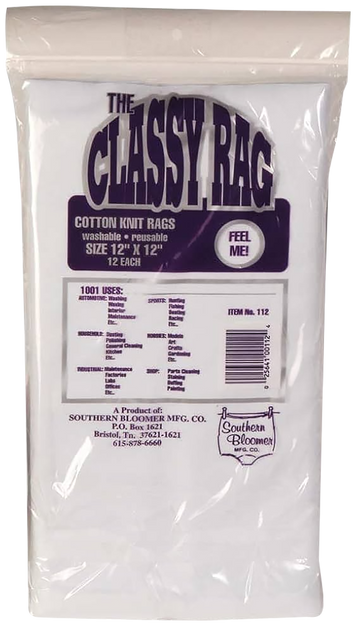 Southern Bloomer 112 Cleaning Patches Cotton 12" x 12" 12 Per Bag