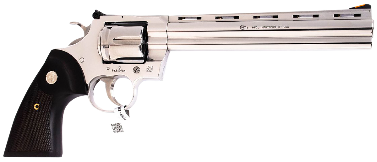 Colt Mfg Python .357 Magnum/.38 Special 8" 6-Shot DA/SA Revolver - Polished Stainless Steel, Walnut Grips