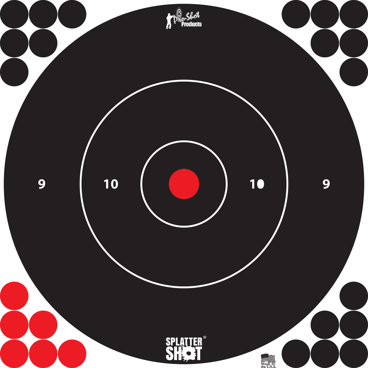 Pro-Shot SplatterShot 12" Bullseye Self-Adhesive Paper Target Black/White - 5 Pack