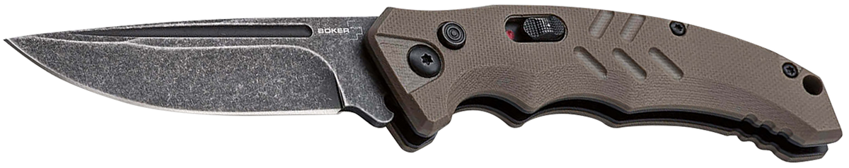 Boker Plus Intention II 01BO483 Auto 3.07" D2 Drop Point Plain Brown G10 Handle