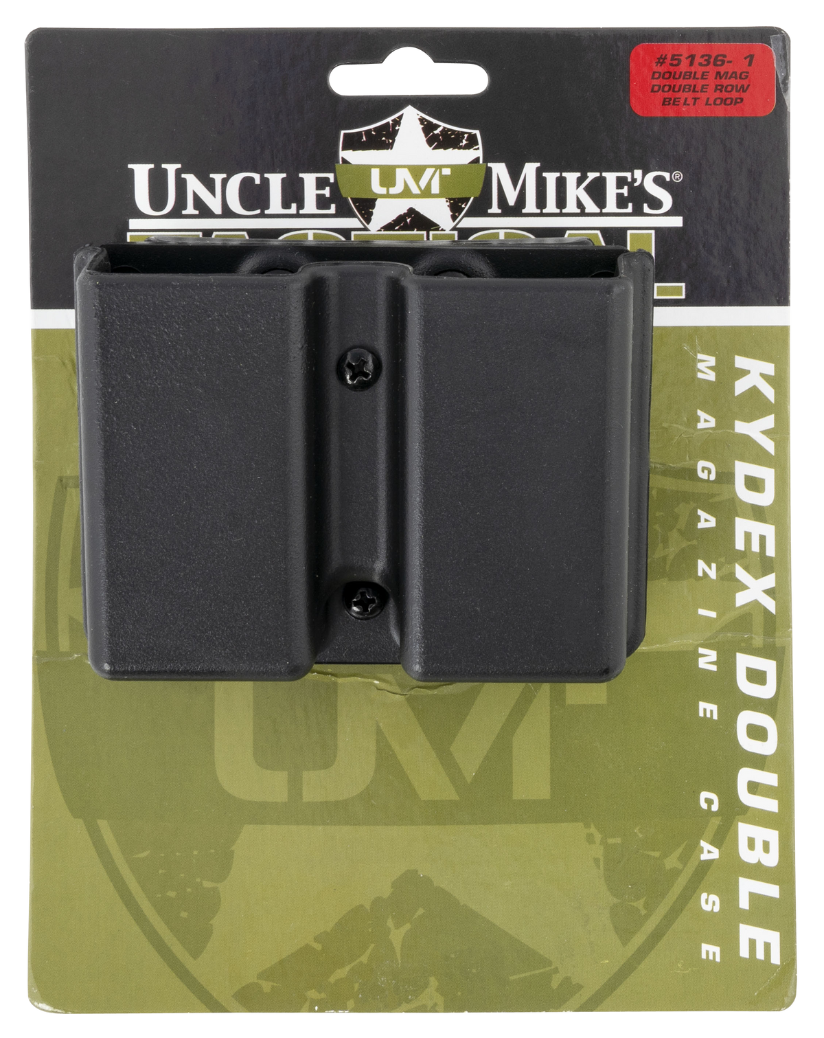 Uncle Mikes 51361 Kydex Double Mag Case Black Belt Clip 9mm Luger .40 S&W 1.75" Wide