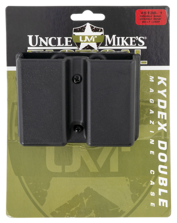 Uncle Mikes 51361 Kydex Double Mag Case Black Belt Clip 9mm Luger .40 S&W 1.75" Wide