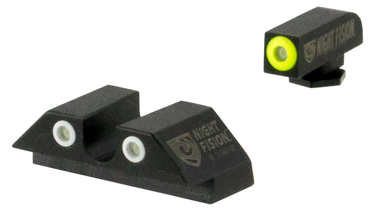 Night Fision GLK003007YGW Tritium Night Sights For Glock 42/43/43X - Green/Yellow Front, Green/White Rear