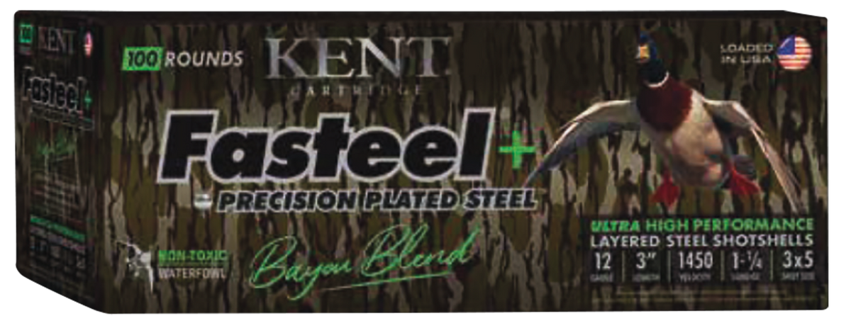 Kent Cartridge Fasteel+ Bayou Blend 12 Gauge 3" 1 1/4 oz 3x5 Steel Shot - Box or Case
