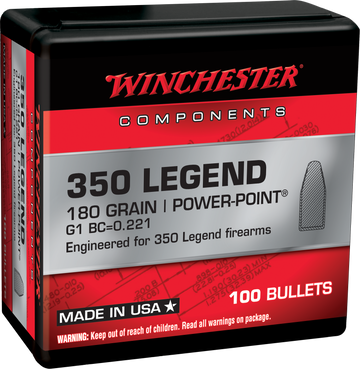 Winchester Ammo Power Point 350 Legend 180gr Reloading Bullets - 100/Box