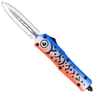CobraTec Knives FS-3 Blue Lure Medium 3" OTF Dagger Plain Satin D2 Steel Blue Aluminum Cerakote Handle