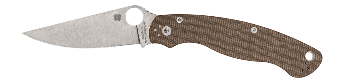 Spyderco Military 2 4" CPM Cru-Wear Plain Edge Brown Canvas Micarta Folding Knife