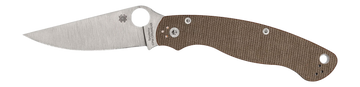 Spyderco Military 2 4" CPM Cru-Wear Plain Edge Brown Canvas Micarta Folding Knife