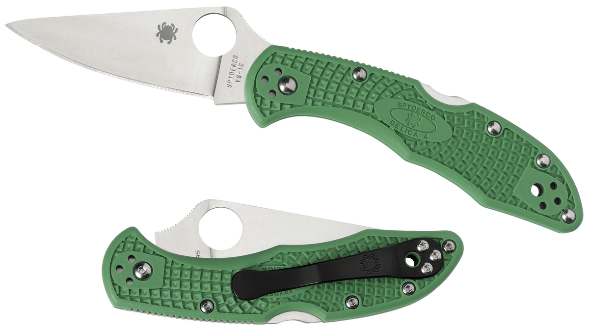 Spyderco Delica 4 Lightweight 2.88" VG-10 Drop Point Plain Green FRN Folding Knife