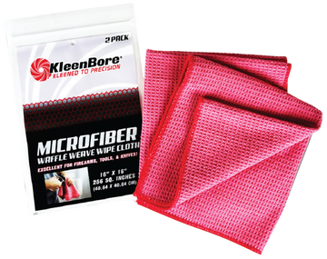 Kleen-Bore MCR Microfiber Waffle Weave 16" x 16" Cleaning Cloth 2-Pack