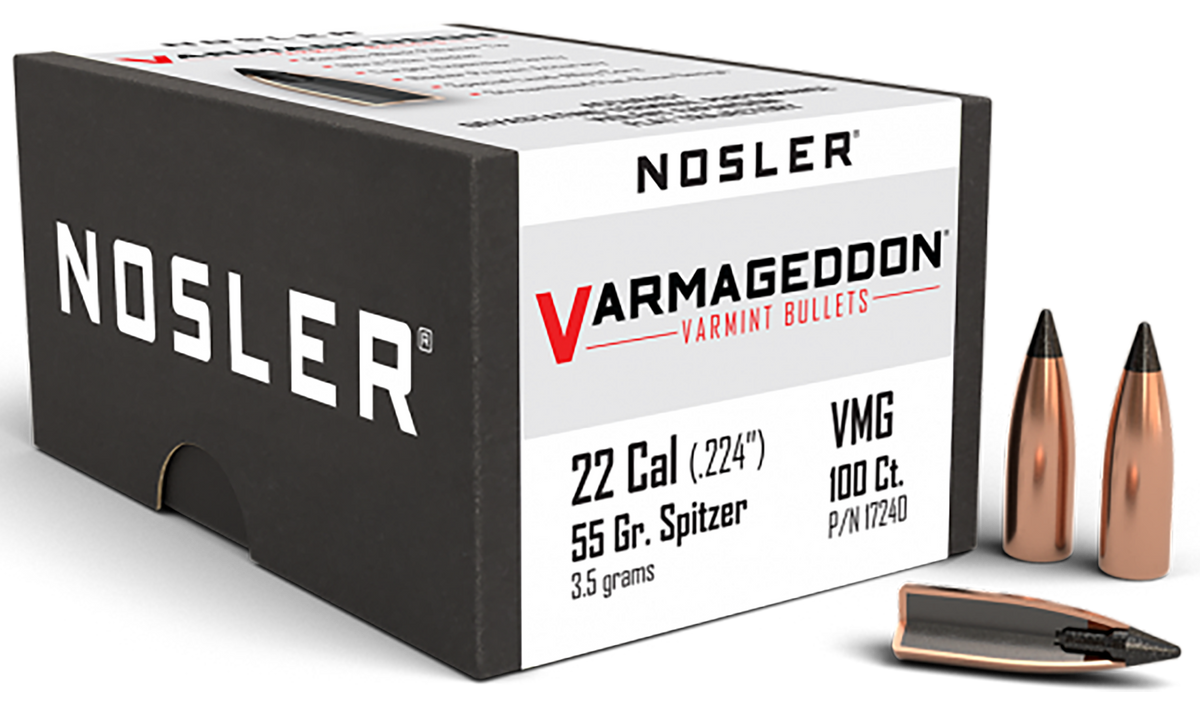 Nosler Varmageddon 22 Cal .224 55gr Flat Base Tipped - 100/Box