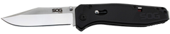 S.O.G Flare 3.50" Folding Plain Clip Point 8Cr13MoV Satin Black GRN Handle