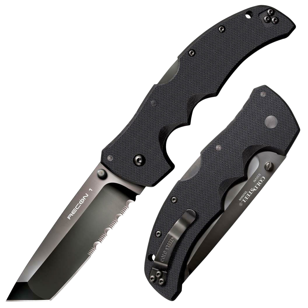 Cold Steel Recon 1 CS27BTH 4" Folding Tanto Part Serrated DLC S35VN Black G10 Handle