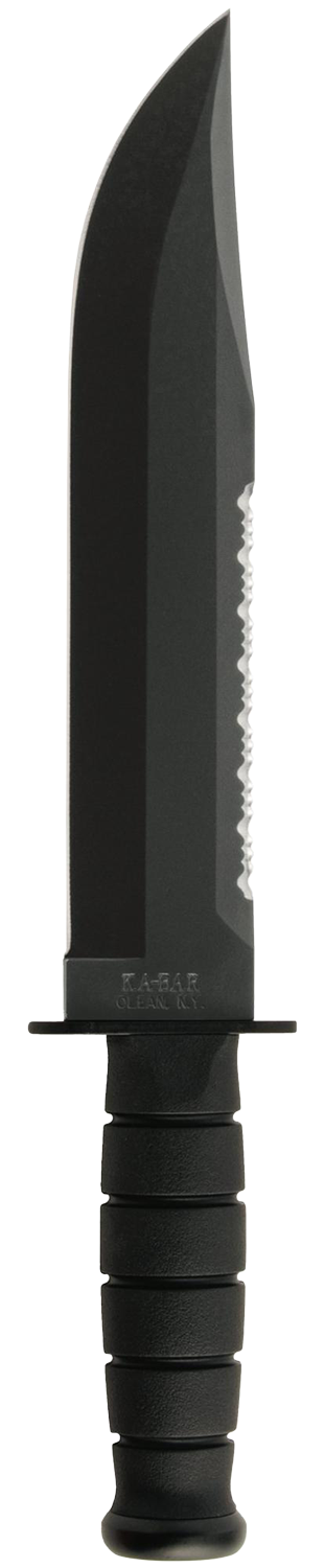 Ka-Bar 2211 Big Brother 9.38" Fixed Blade Top Serrated/Bottom Straight Plain 1095 Cro-Van Black Kraton G Handle