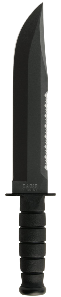 Ka-Bar 2211 Big Brother 9.38" Fixed Blade Top Serrated/Bottom Straight Plain 1095 Cro-Van Black Kraton G Handle