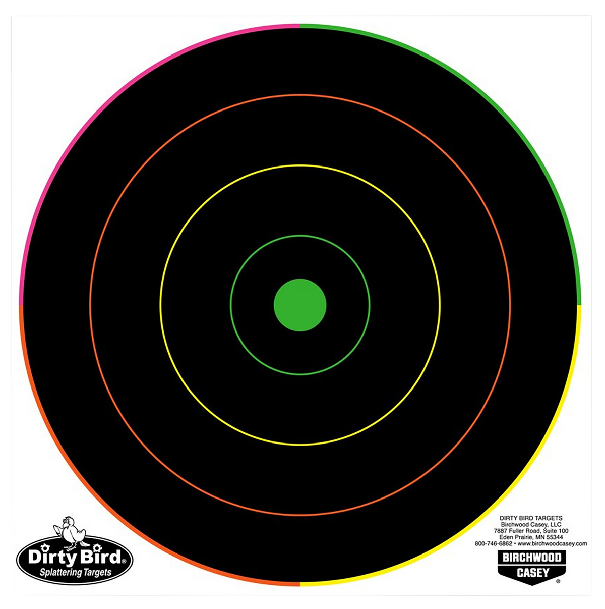 Birchwood Casey Dirty Bird 8" Bullseye Hanging Tagboard Pistol/Rifle Target Black/Green 20 Pkg