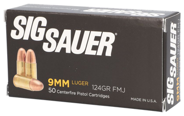 Sig Sauer Elite Ball 9mm Luger 124gr FMJ 50-Rd/20-Cs - Box or Case