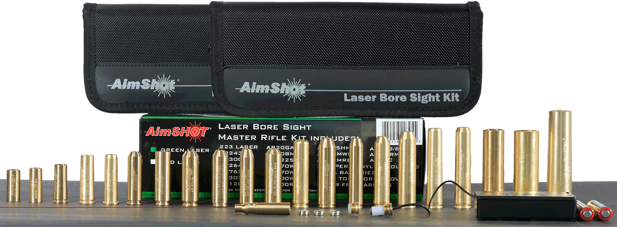 AimShot Master Kit Multi-Caliber Bore Sight - Red 650nm Laser Rifle