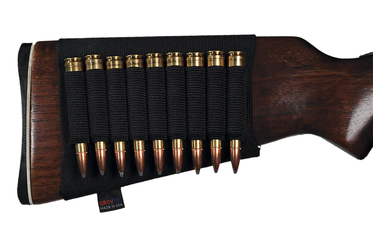 GrovTec GTAC81 Buttstock Cartridge Holder Elastic 9-Rd Black