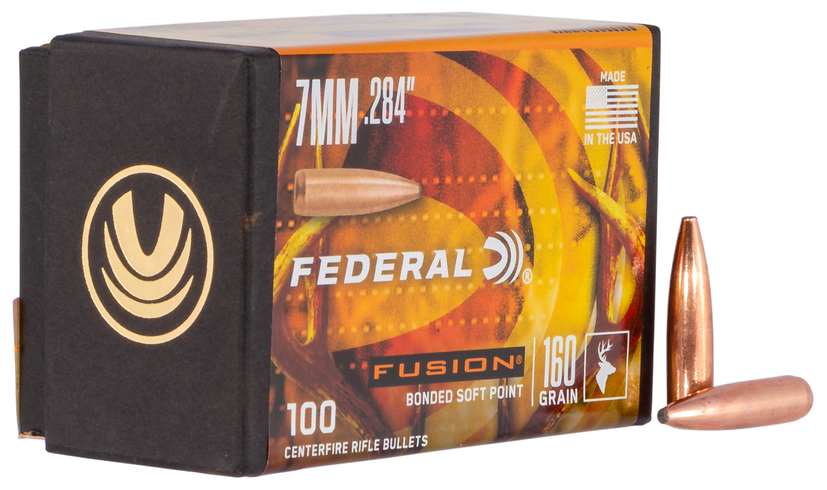 Federal Fusion Component 7mm .284 160gr Fusion Soft Point Reloading Bullets - 100 Per Box/ 4 Case