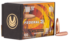 Federal Fusion Component 7mm .284 160gr Fusion Soft Point Reloading Bullets - 100 Per Box/ 4 Case