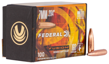Federal Fusion Component 7mm .284 160gr Fusion Soft Point Reloading Bullets - 100 Per Box/ 4 Case