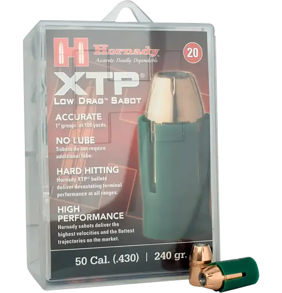 Hornady XTP 50 Cal 240gr Sabot Hollow Point Muzzleloader Bullets - 20 Per Box