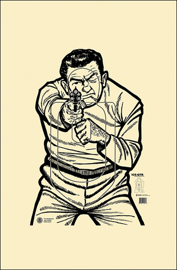 Action Target ICEQT2009100 Qualification US Immigration & Customs Enforcement Man w/Gun 17.5" x 23" Paper Hanging Target 100/Box
