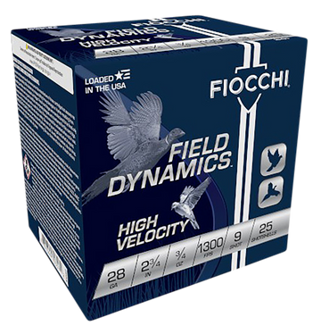 Fiocchi Field Dynamics High Velocity 28 Gauge 2.75" 3/4 oz 9 Shot 25 Bx/10 Cs - Box or Case