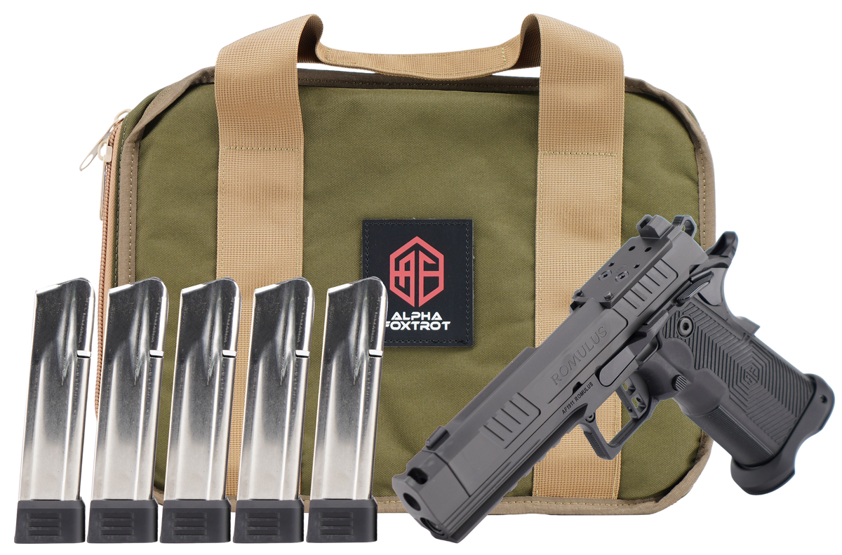 Alpha Foxtrot AF1911 Romulus 9mm Luger 4.25" 20+1 Semi-Auto Pistol - Bull Ramped Compensated Barrel, Polished DLC, Optic Ready