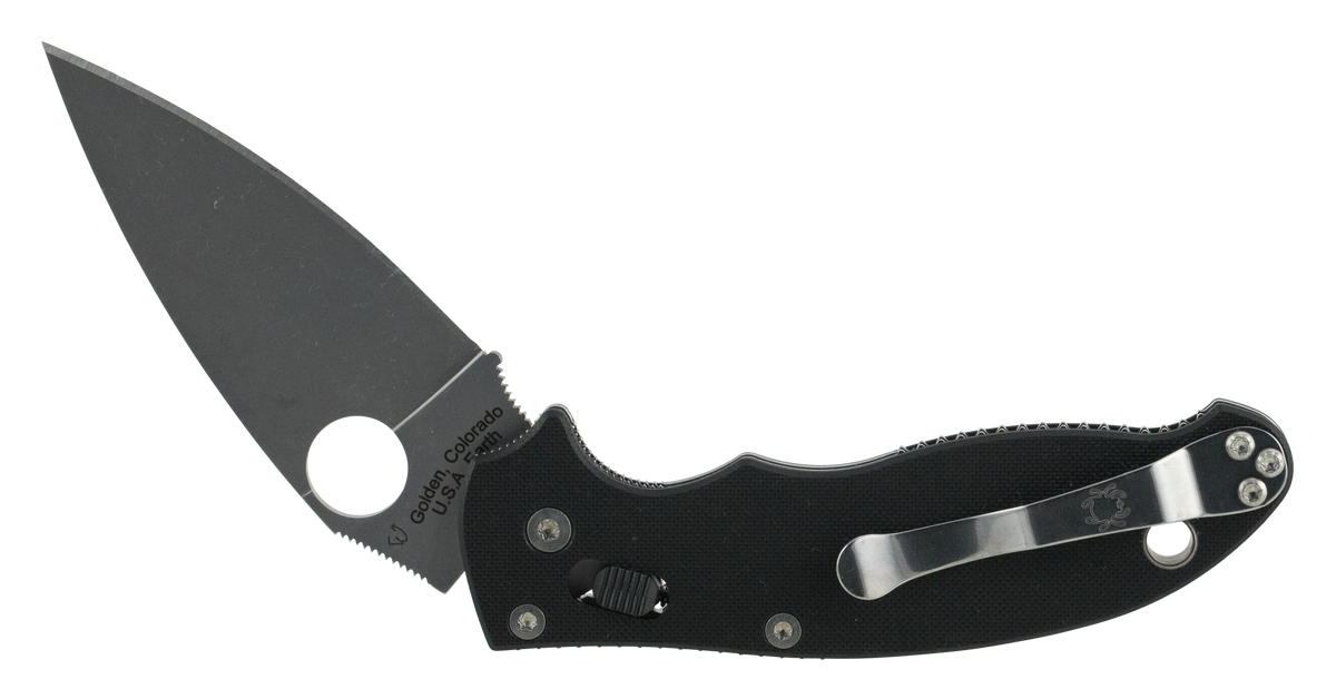 Spyderco C101GP2 Manix 2 3.37" CPM S30V Plain Edge Drop Point Black G10 Folding Knife
