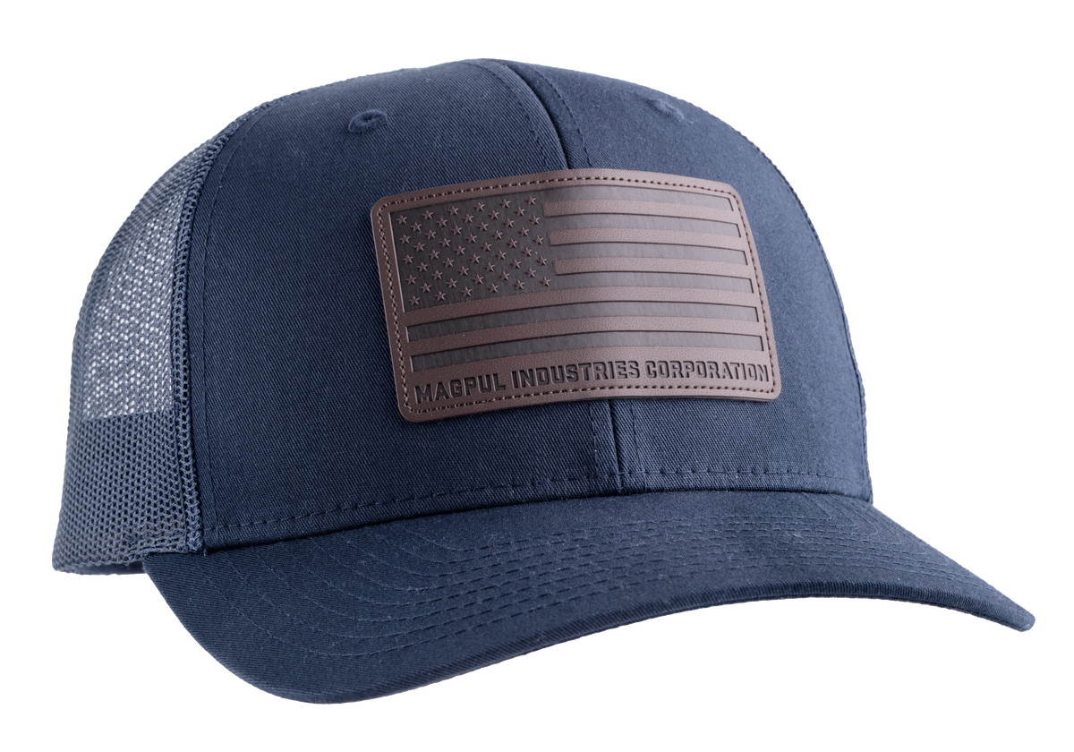 Magpul Standard Trucker Hat Navy OSFA Adjustable Snapback Structured Leather Patch